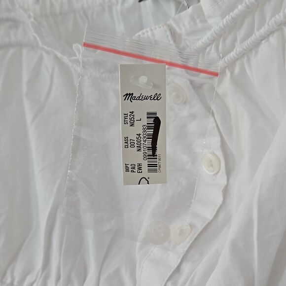 NWT Madewell Smocked Button-Front Top in Poplin - Picture 9 of 9